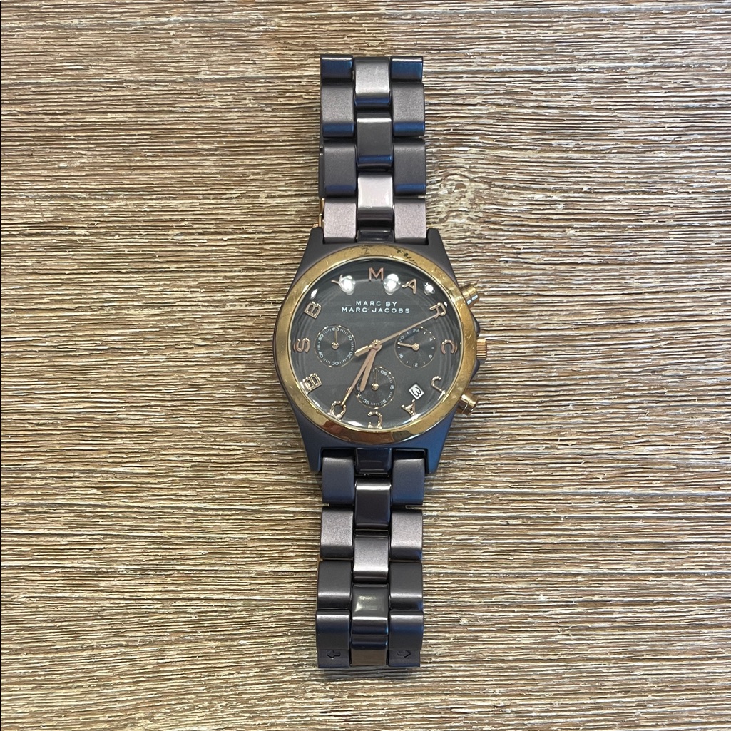 Marc Jacobs Black And Gold Chronograph Watch